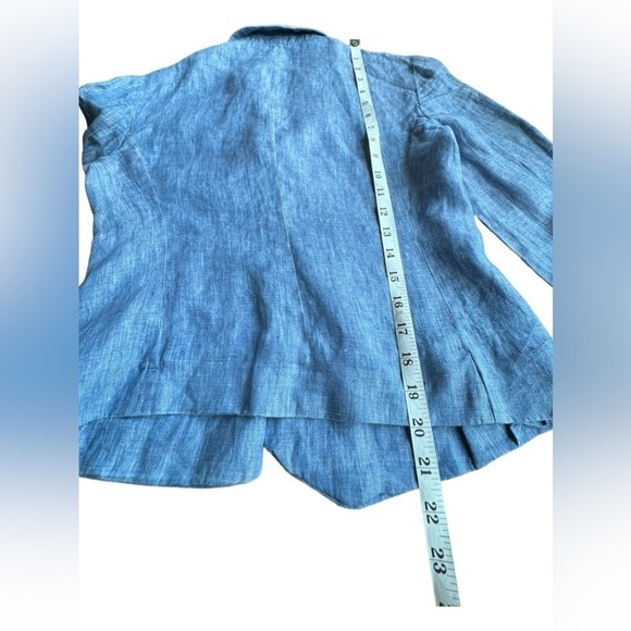 Strenesse Gabriele Strehle Heathered Blue Linen Blazer Women's size 6 - Picture 9 of 12